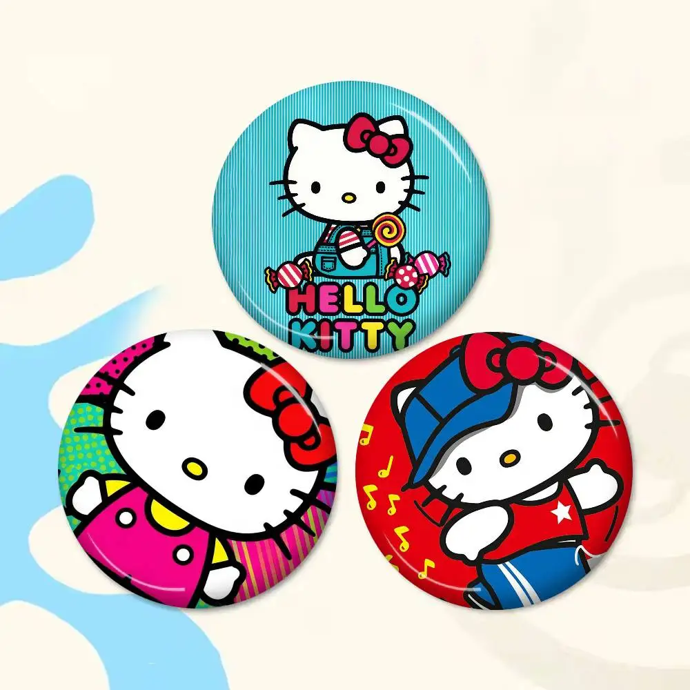 Cute Cat H-Hello Cartoon K-KittyS Brooches Soft Button Pin Funny Silly Gnarpy on A Skateboard Meme Badge Gamer Collection Gifts