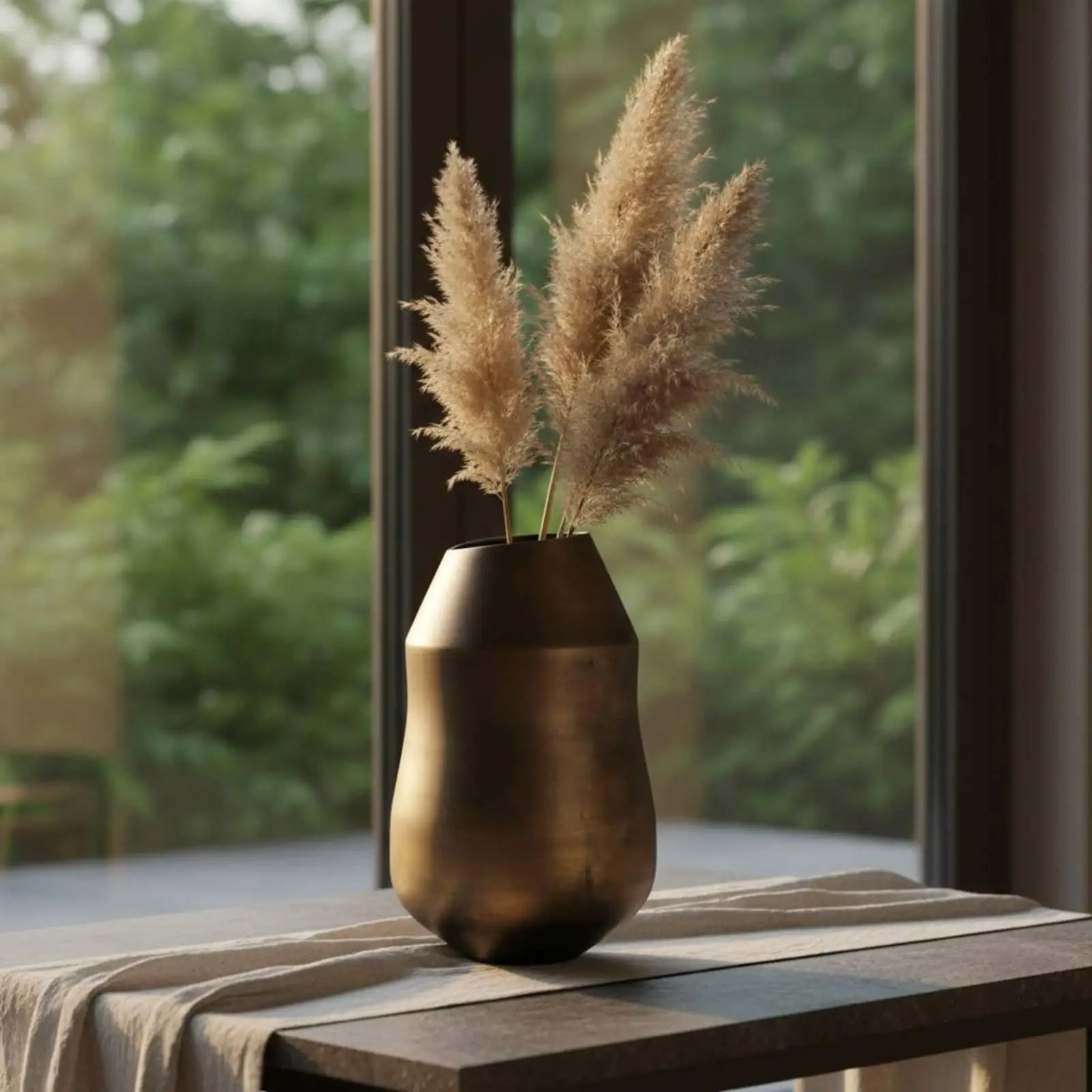 Metal Vase Rustic Elegance Style Dried Botanical Arrangement Vase Vintage Look Home Decor for Entryway, Tabletop, Living Room