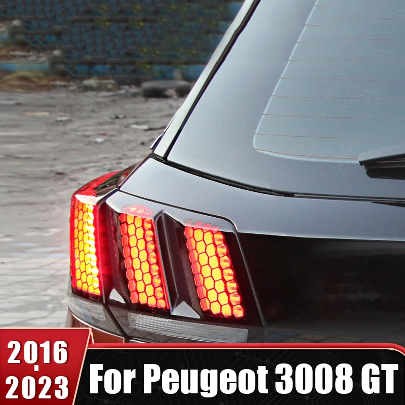 Rear Tail Light Lamp Cover Trim Honeycomb 3D Sticker For Peugeot 3008 GT 2016 2017 2018 20192020 2021 2022 2023 Car Accessories