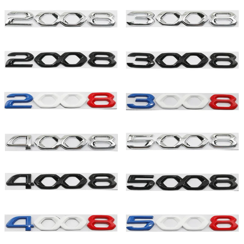 Car 3D Metal Rear Trunk Letters Word Logo Badge Emblem Decals Sticker For Peugeot 2008 3008 4008 5008 2021 2022 2023 Accessories