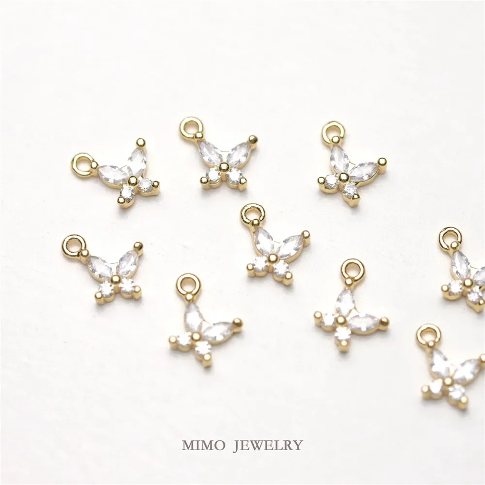 الحفاظ على اللون مطلية بالذهب الضوء البرسيم الذهب لاكي جراس الزركون مجموعة صغيرة قلادة مزدوجة قلادة DIY #1