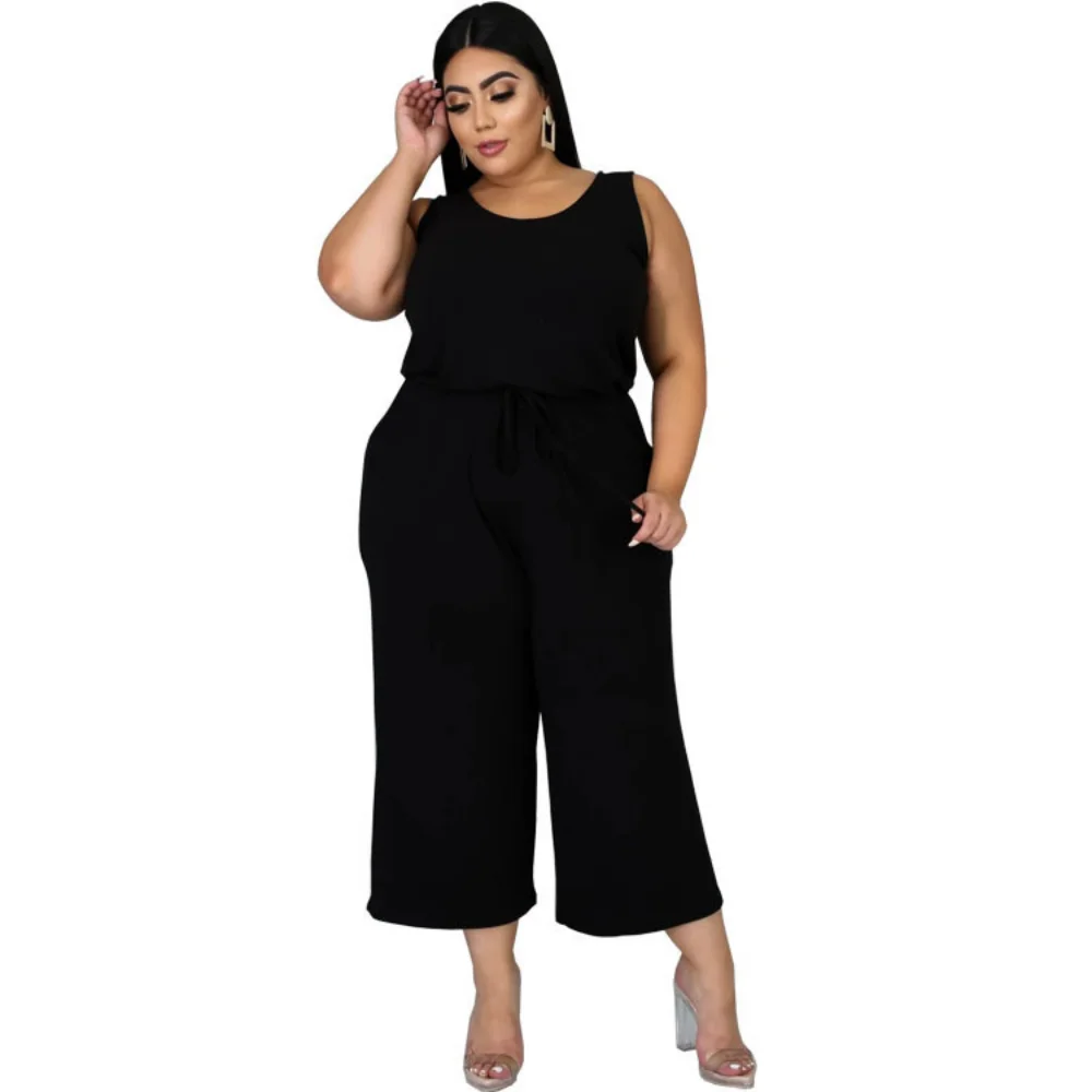 SOMO kombinezony Plus Size dla kobiet letni kombinezon stroje jednokolorowe casualowe szerokie nogawki spodnie na szelkach sprzedaż hurtowa Dropshipping