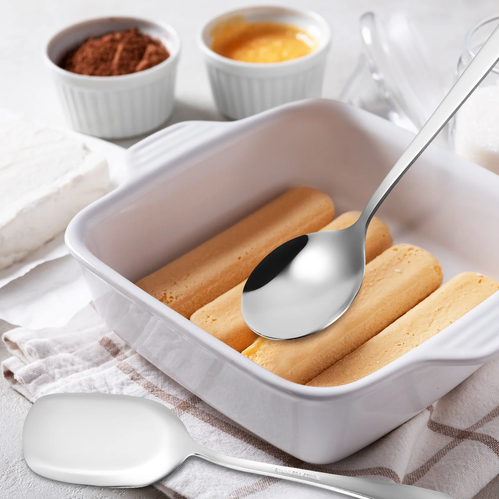 

1Set Stainless Steel Serving Spoons Set Multi Use Rice Spoon and Spatula for Hot Food Serving Mixing Stirring Kitchen Tools