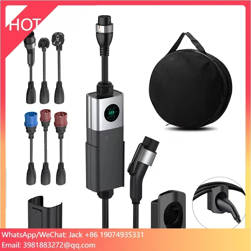 Home 11kW 22kW Portable EV Charger With Tails 32A Charging Station New Car Charging Pile GB/T 7KW EV Wallbox Charger With App