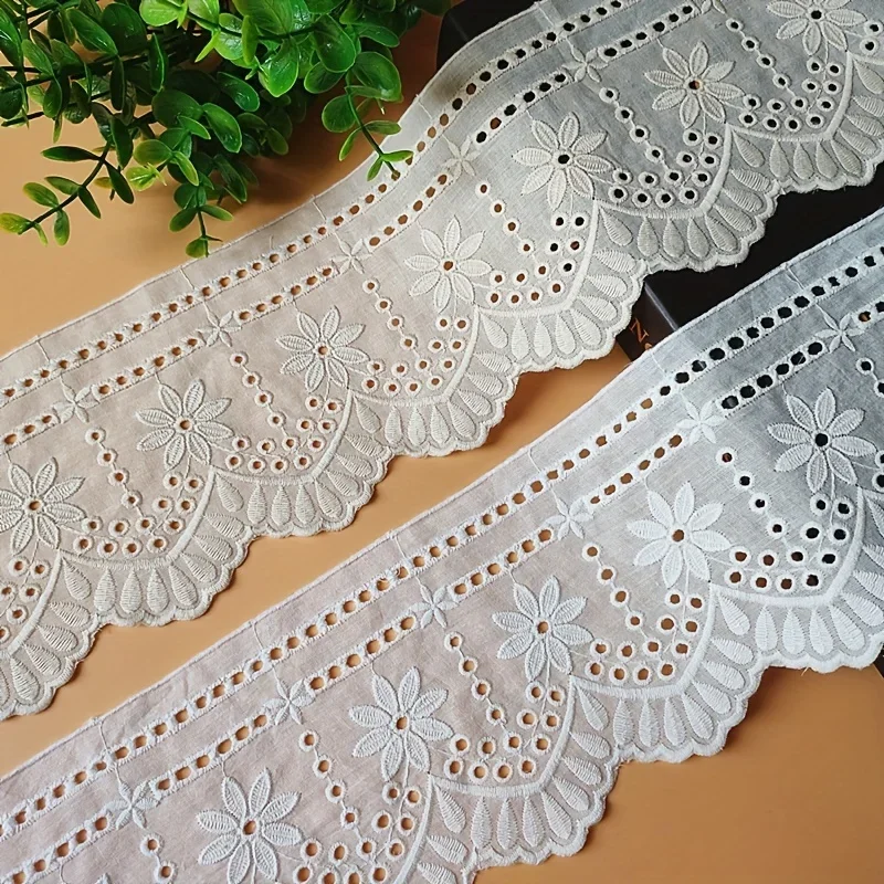 

2 ярда полая хлопчатобумажная ткань шириной 12 см, кружевная ткань с трехмерной вышивкой, аксессуары для одежды «сделай сам»