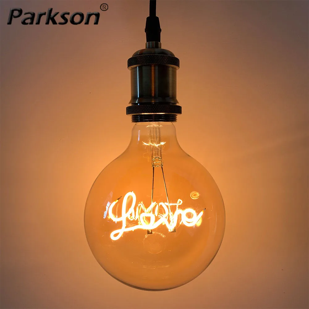 Retro Edison LED Light Bulb E27 220V G125 LED Love Lamp Vintage Glass Light Bulbs Room Home Indoor Holiday Wedding Decora Lamp