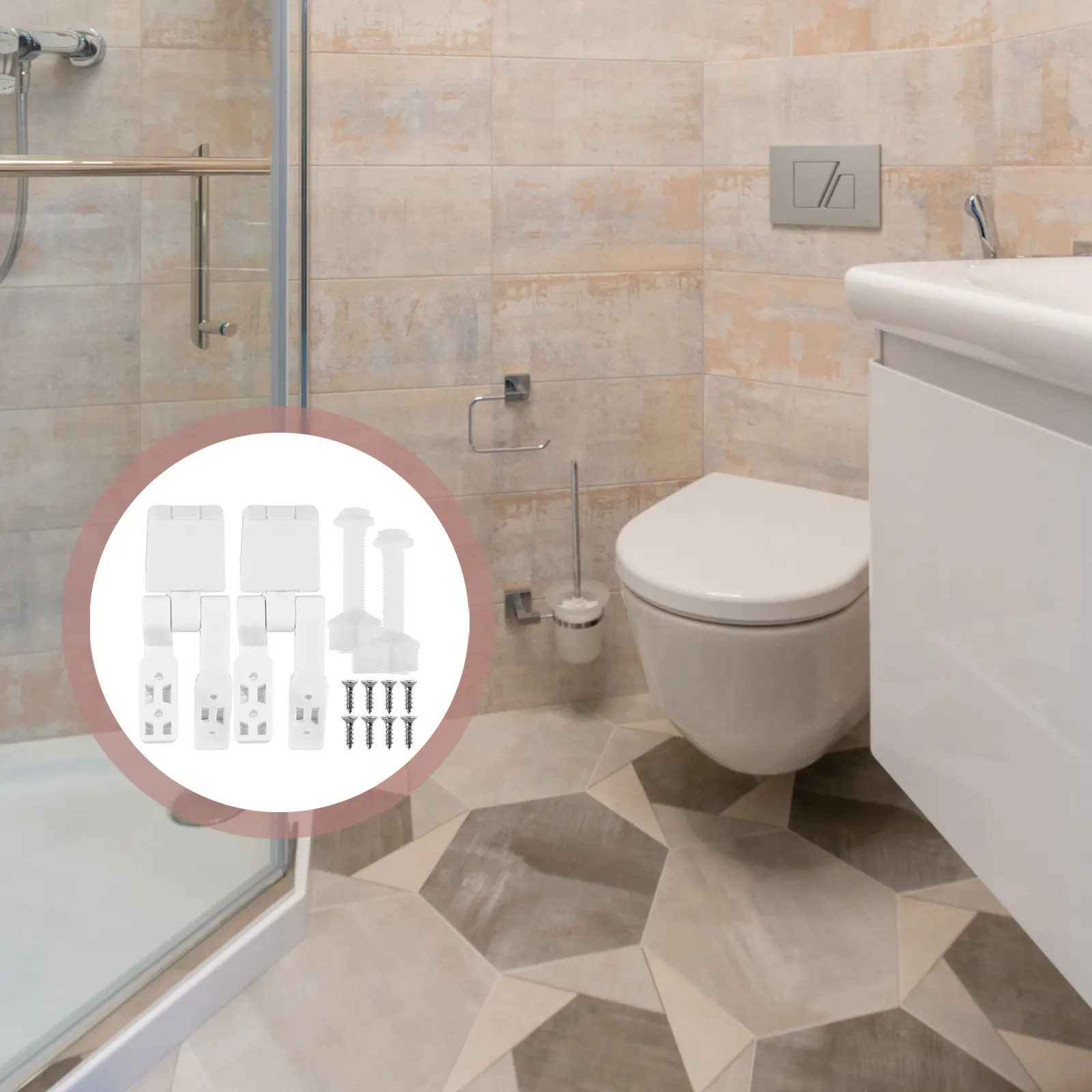 

1Pair Toilet Seat Hinge Kit with Bolts Nuts Screws ABS Material for Universal Toilet Seat Repair Extends Lifespan Quiet Smooth