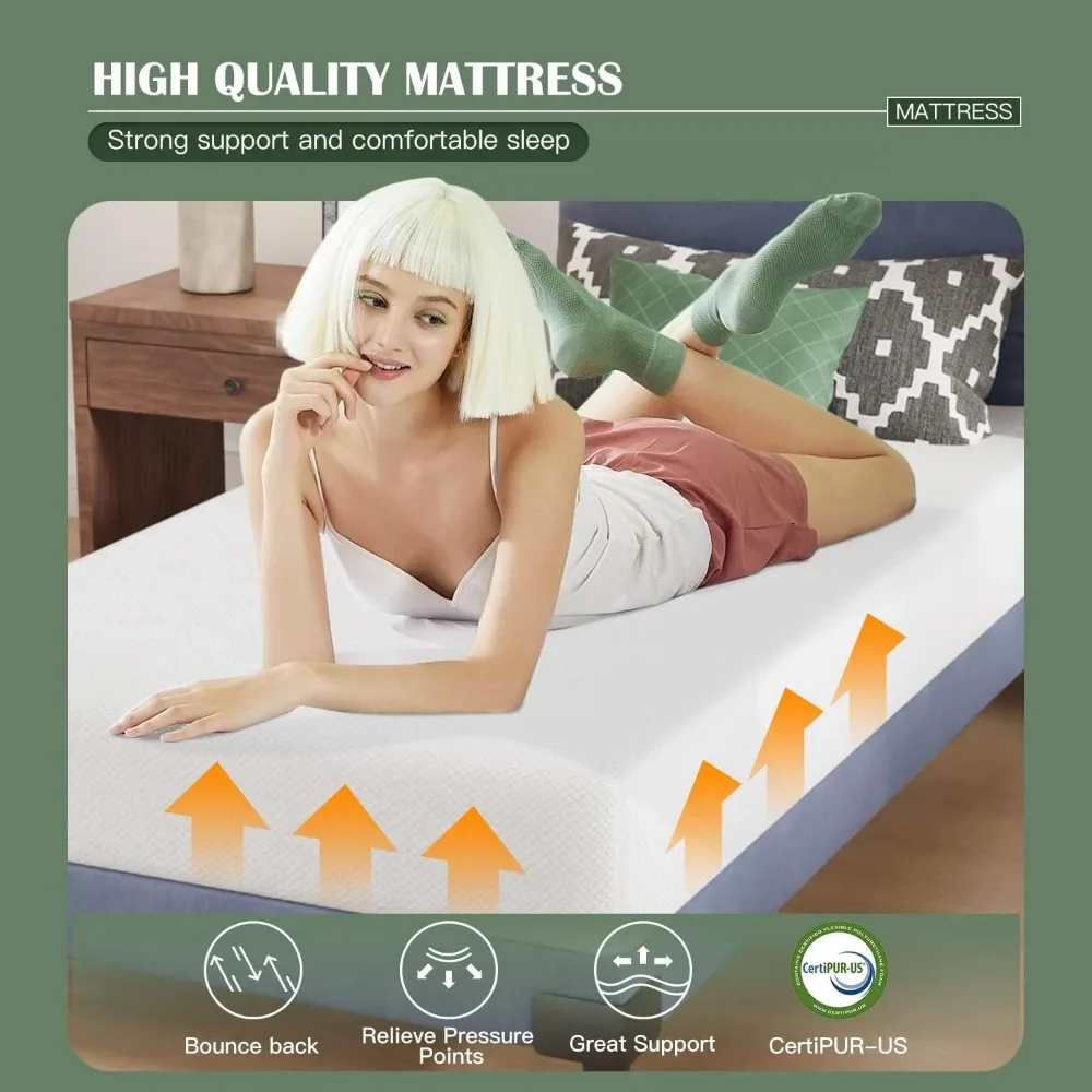 8 inch Mattress,CertiPUR-US Certified，Breathable Bed Mattress for Cooler Sleep Supportive & Pressure Relief,Removable Soft Cover image 3
