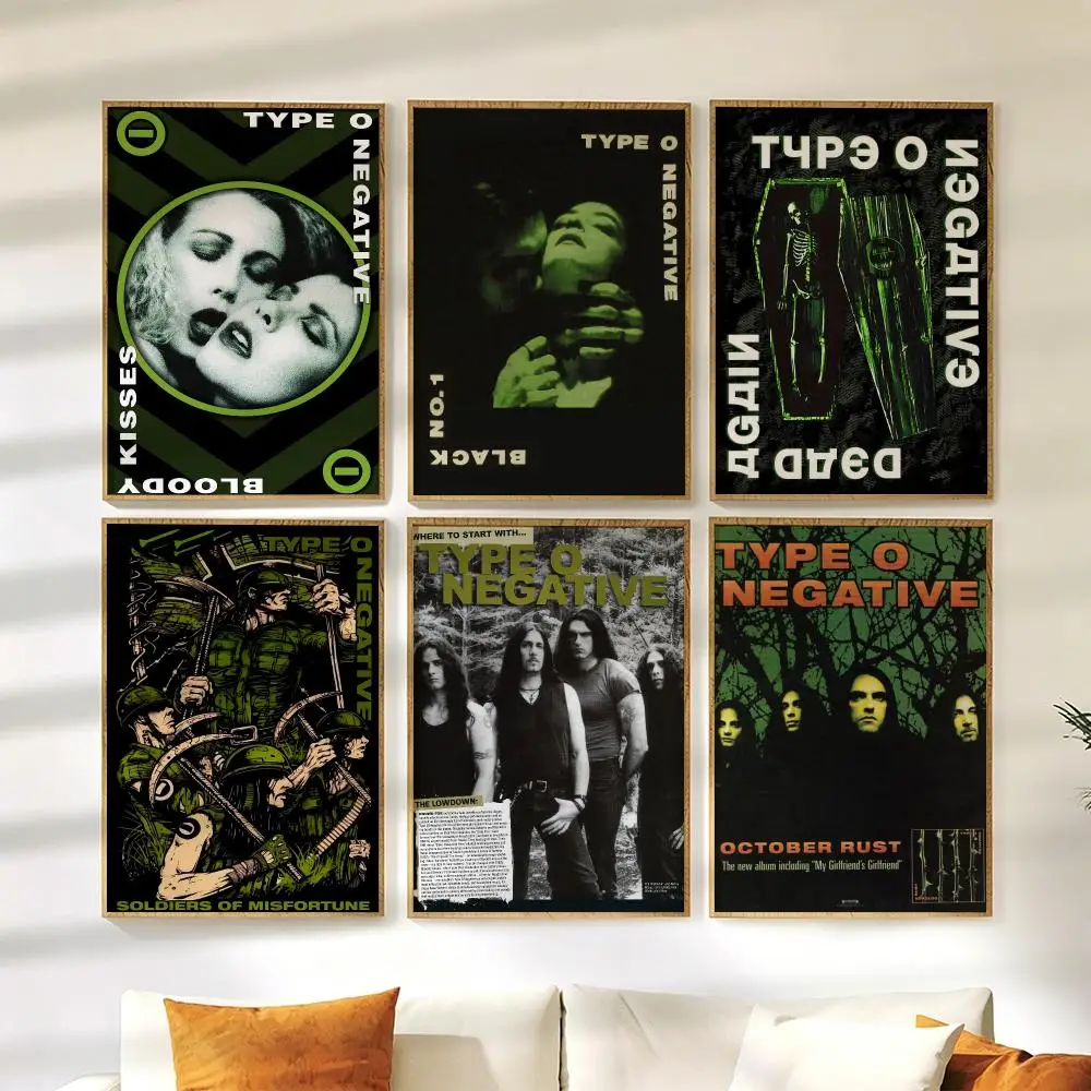 Type O N-Negative Band Poster Wall Stickers HD Painting Self Adhesive Art Decals for Bedroom Living Room Home Decor