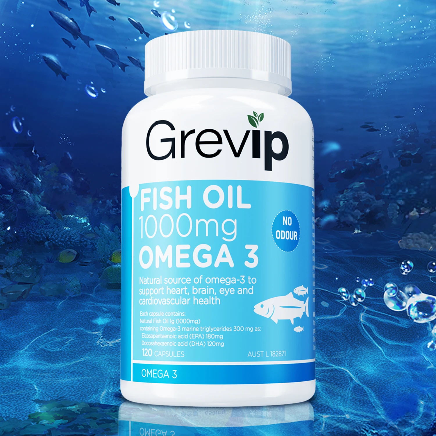 

Omega-3 Fish Oil Capsules - Antioxidant, Promotes Cardiovascular and Skin Health, Support Brain Nervous System - with EPA, DHA