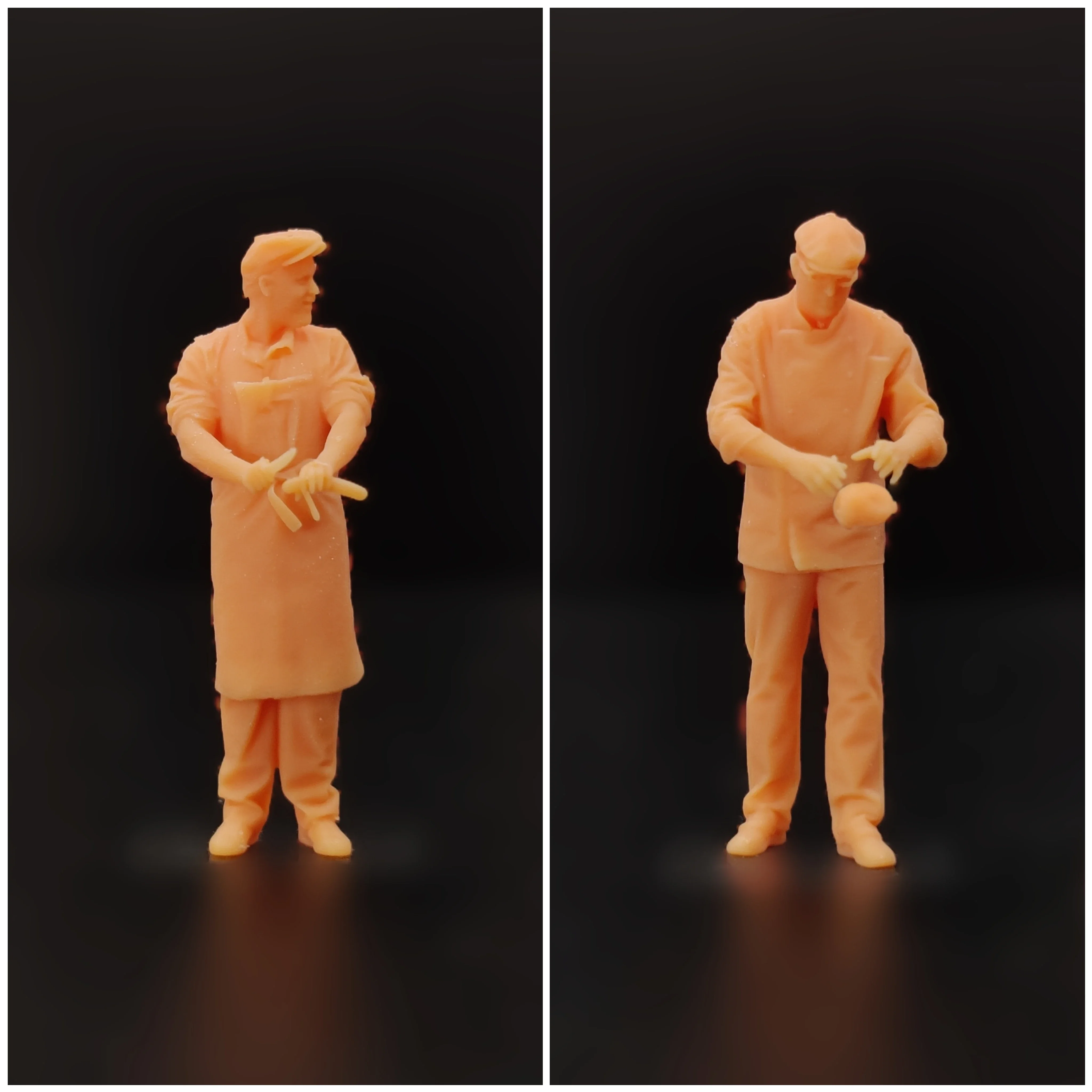 

1/64 1/50 1/43 Scale Model Resin Chef Cuts Ham and Kneads Dough Uncolored Miniature Diorama Hand-painted T622 T623