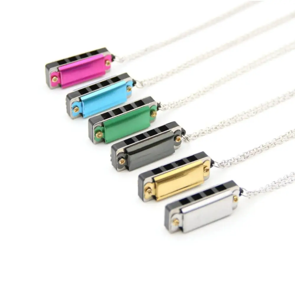 Mini Harmonica Necklace Vintage 4-Hole 8-Tone Mouth Organ Necklace Jewelry