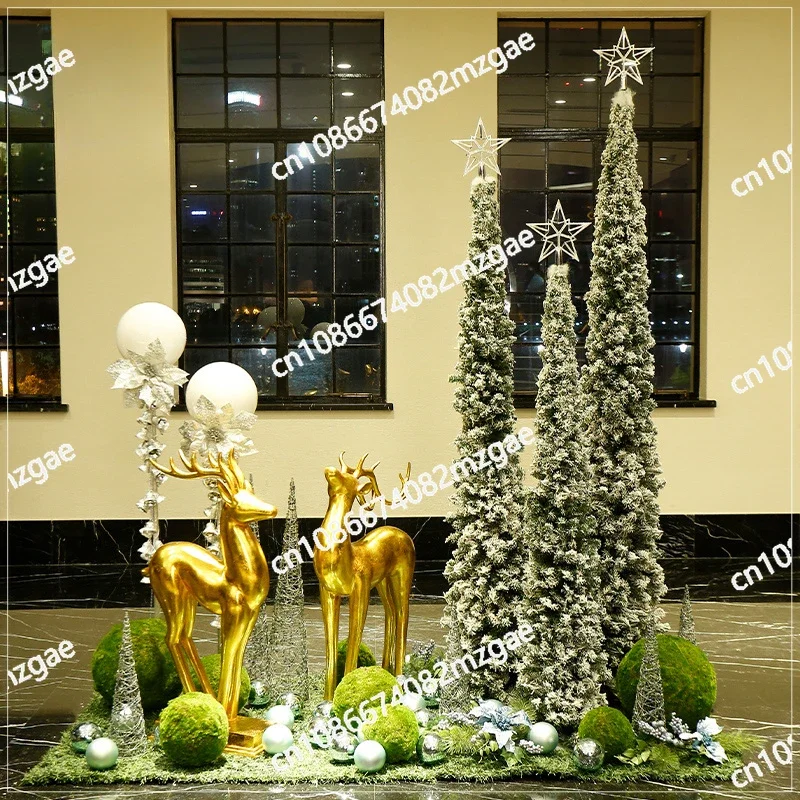 Christmas Large Window Scene Arrangement Hotel Shopping Mall Decoration Christmas Tree Floor Set