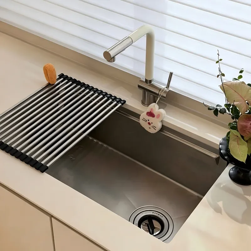 for 316 Stainless Steel Handmade Hammer Pattern Functional Slot Large Single Slot Minimalist Dishwashing Sink Under Counter