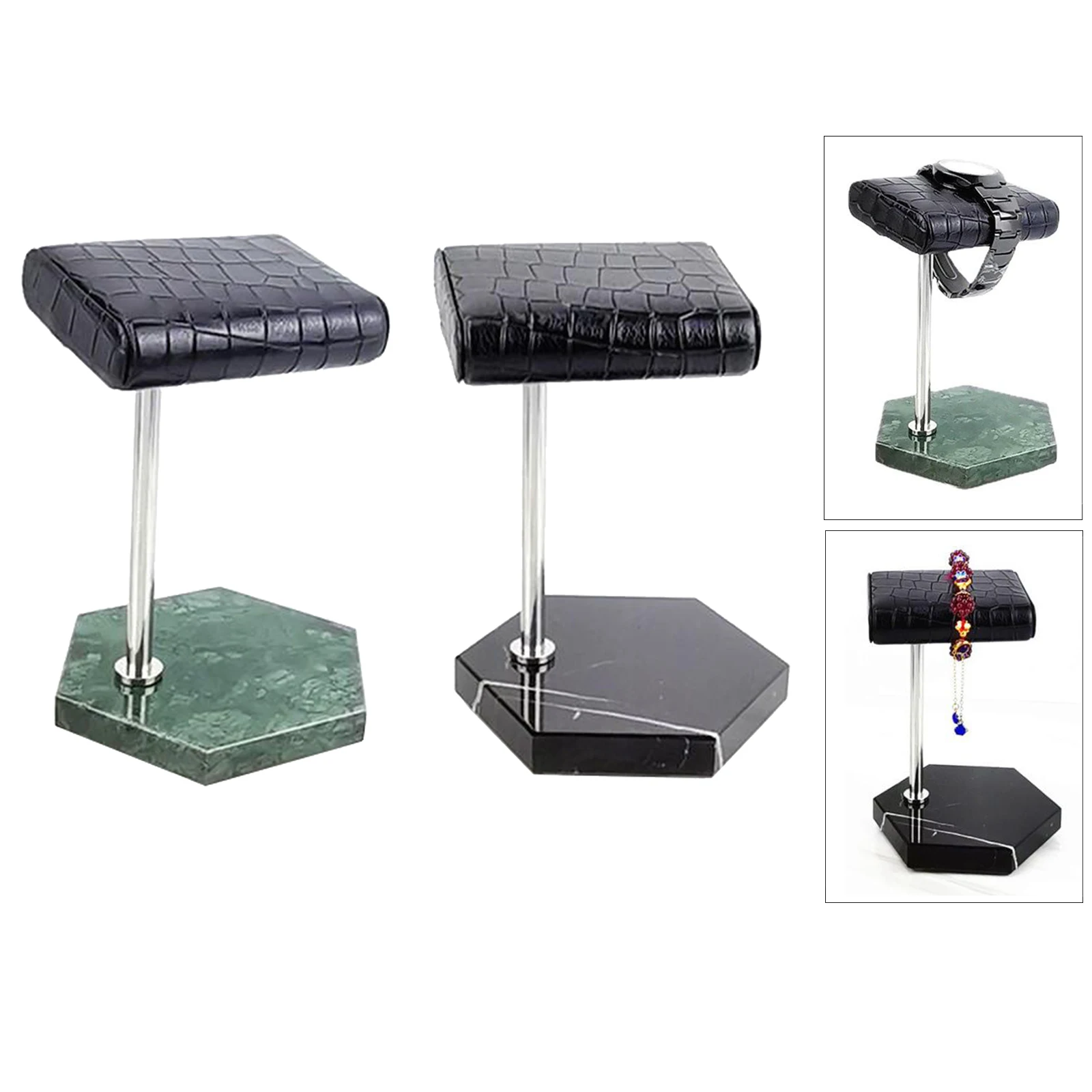 

| Handmade PU Leather Natural Marble Base | Watch Display Stand