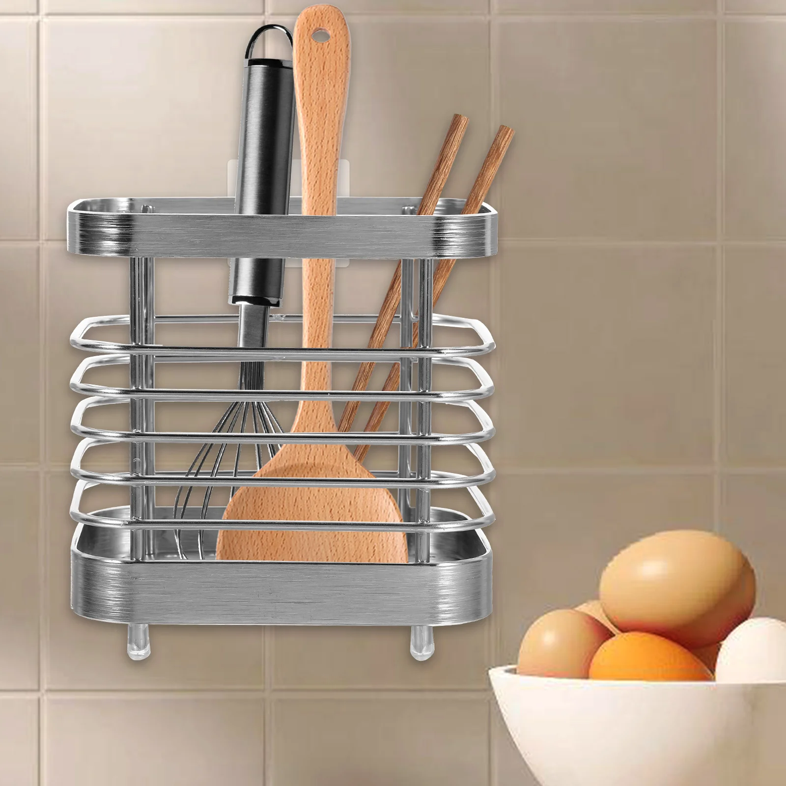 

Stainless Steel Utensil Holder Organizer Chopstick Container Drain Rack Compact Cutlery Stand Drying Box For Kitchen Counter
