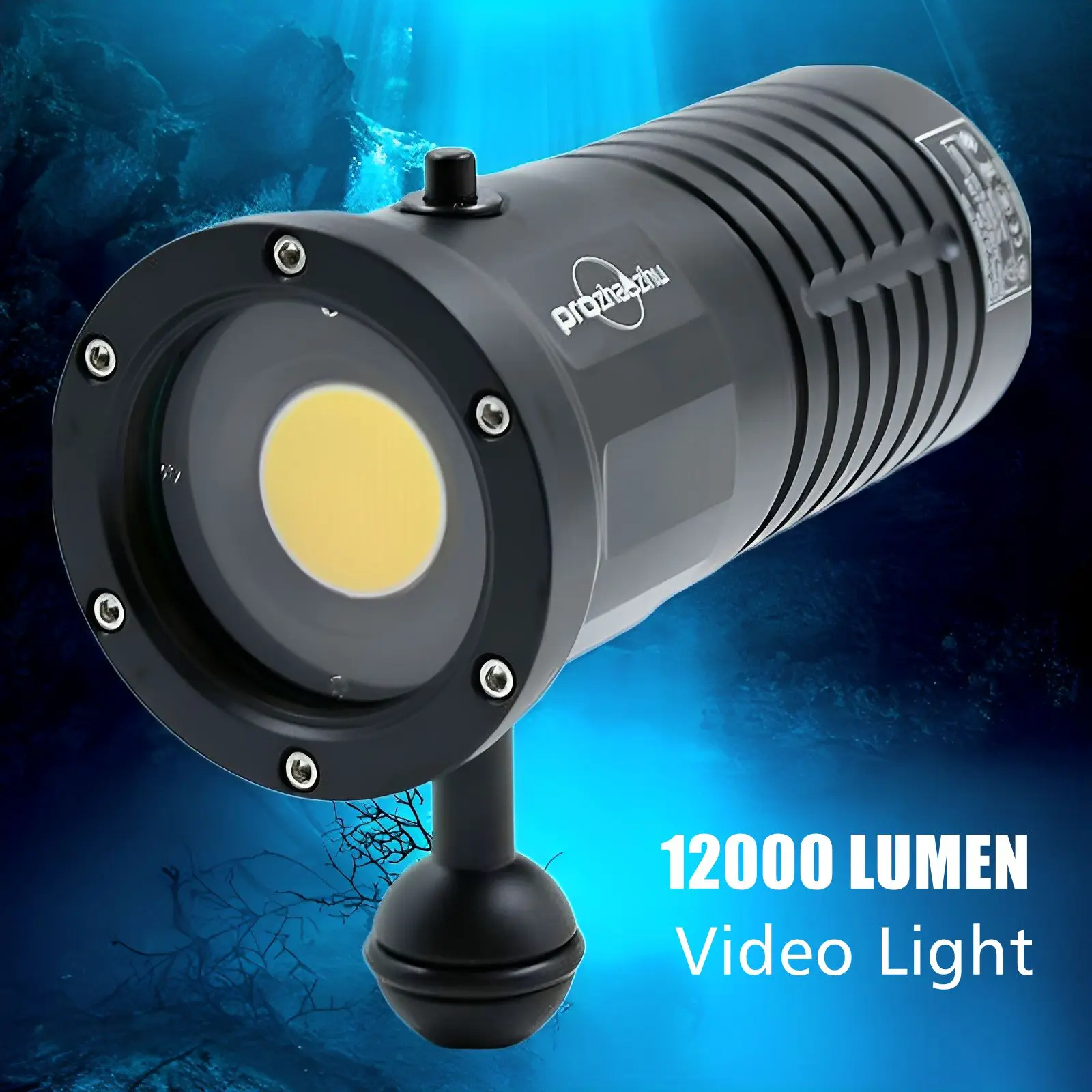 

12000 Lumen COB Wide Angle 120 Degrees Diving Light IP68 150M Underwater Video&Photo Rechargeable Diving Light