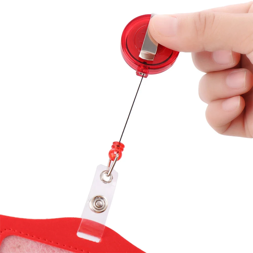 Supplies Badge Holder Clip PU Leather Card Holder Clip Retractable Badge Reels Nurse Doctor Name Card Holder ID Badge Holder