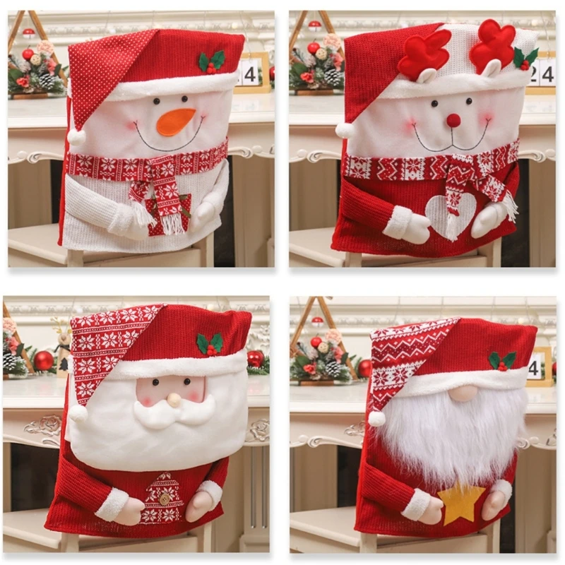 Christmas Chair Back Covers, Red Hats Dining Chair Slipcovers Chair Decor Covers