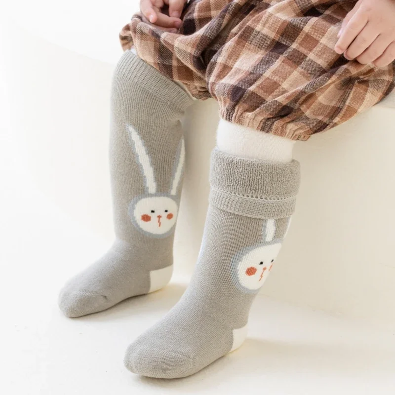 Kids Fashion Cartoon Thick Knee High Socks Baby Warm Middle Tube Stockings Long Socks Infant Children Boys Girls Thermal Socks