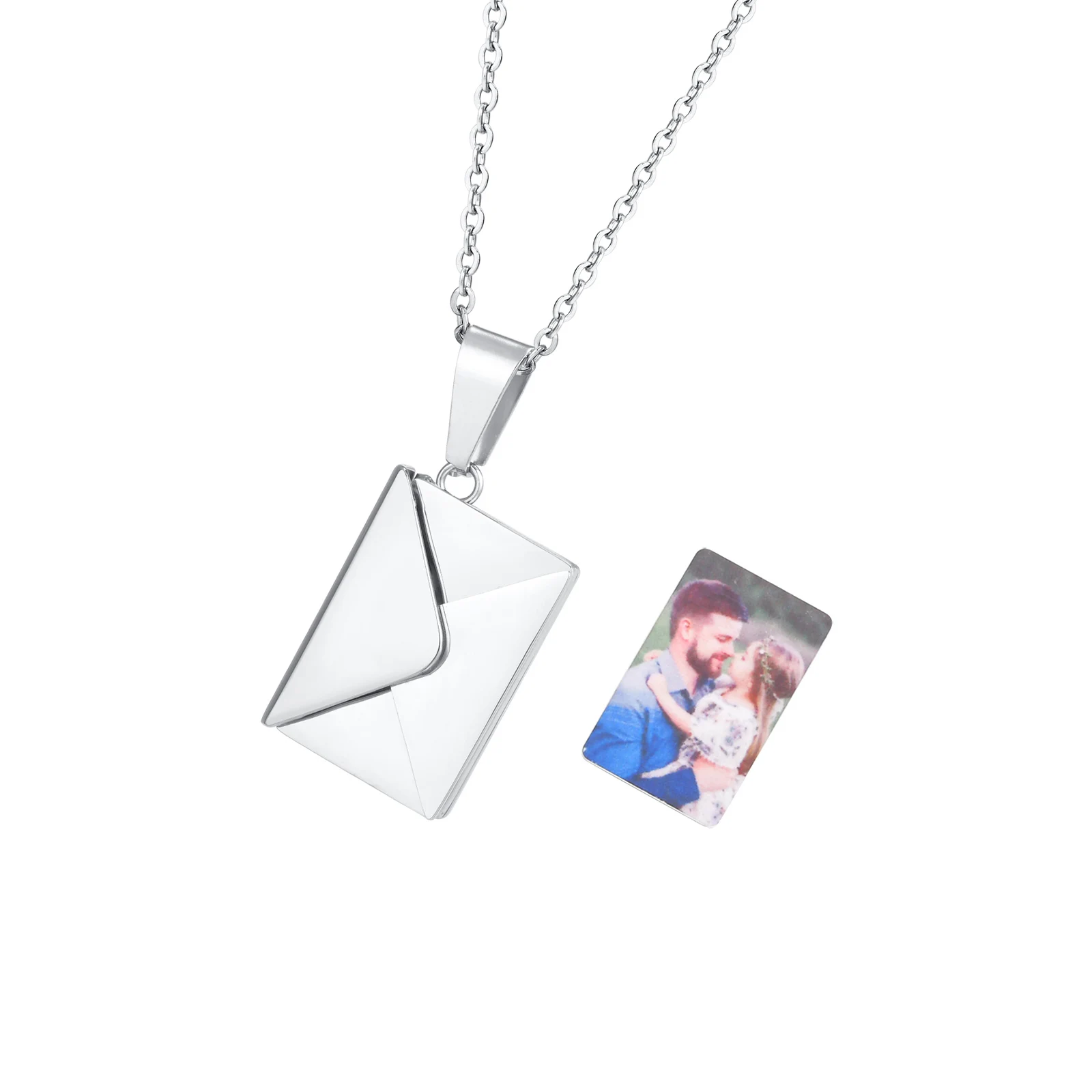 Personalisierte Foto-Medaillon-Halskette, Umschlag, Liebesbrief-Form-Anhänger für Frauen, individuelle Bild-Anhänger-Geschenke