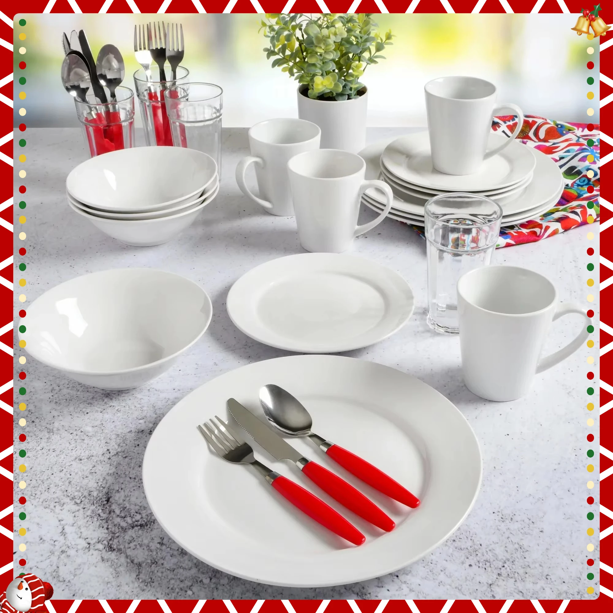 

32-Piece White Dinnerware Set, Elegant & Durable, Dishwasher & Microwave Safe for Daily Dining