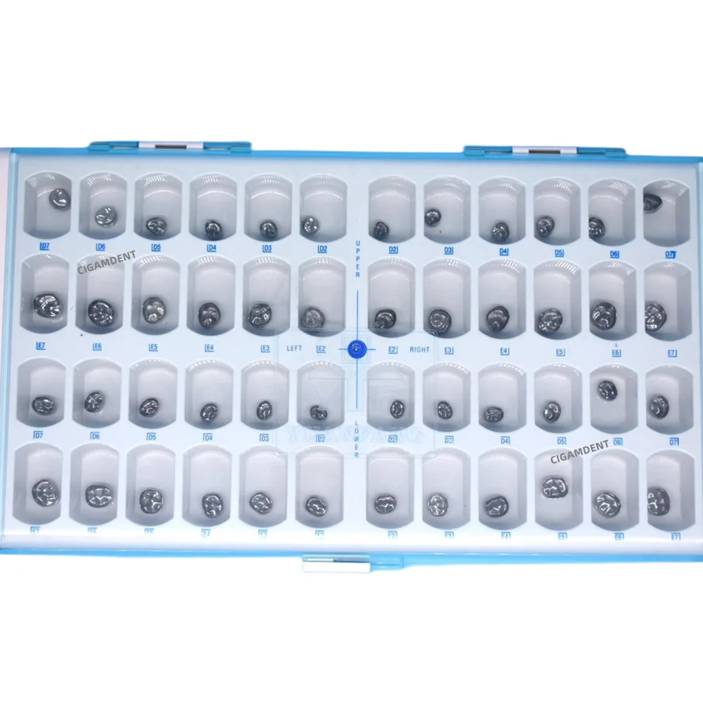 48pcs Dental tooth crown for Kids Dental Lab Orthodontic Children teeth crown Stainless Steel Baby Crown Primary Molar Crown