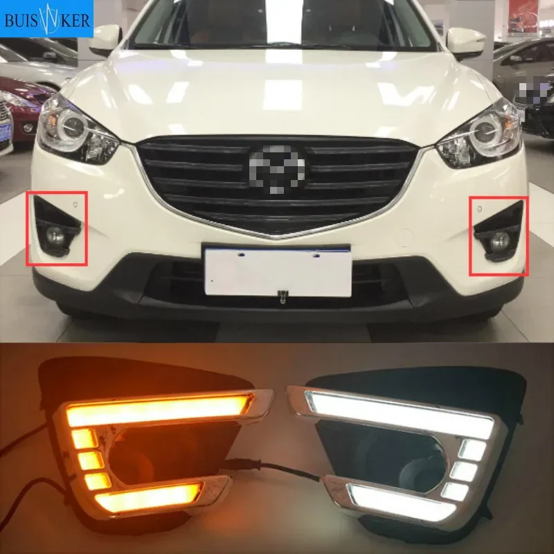 

1Pair DRL For Mazda cx-5 cx5 2012 2013 2014 2015 2016 led daytime running light turn signal yellow 12V fog lamp