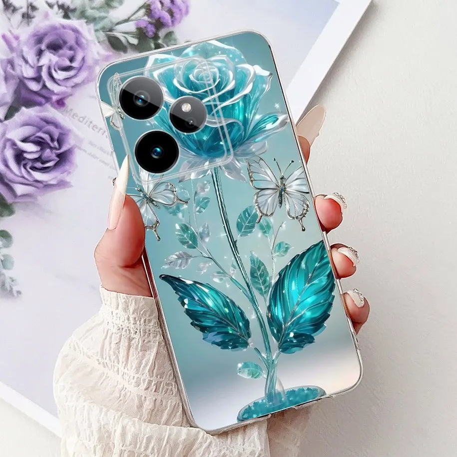 ل Realme GT7 2025 حافظة RMX6688 غطاء موضة جديدة زهرة الرخام لينة سيليكون الحالات الهاتف ل Realme GT 7 Pro 7T Realme7 Fundas