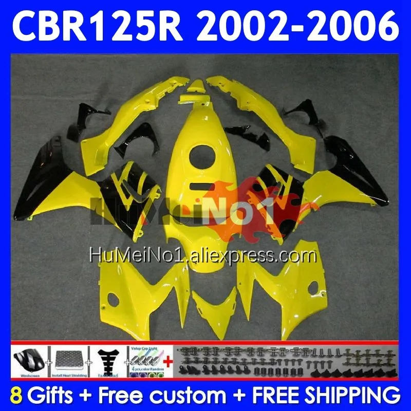 +Tank For HONDA CBR125R CBR-125R 02 03 2004 2005 2006 12No.23 CBR125 CBR 125CC 125 125R 2002 2003 04 05 Yellow black 06 Fairing