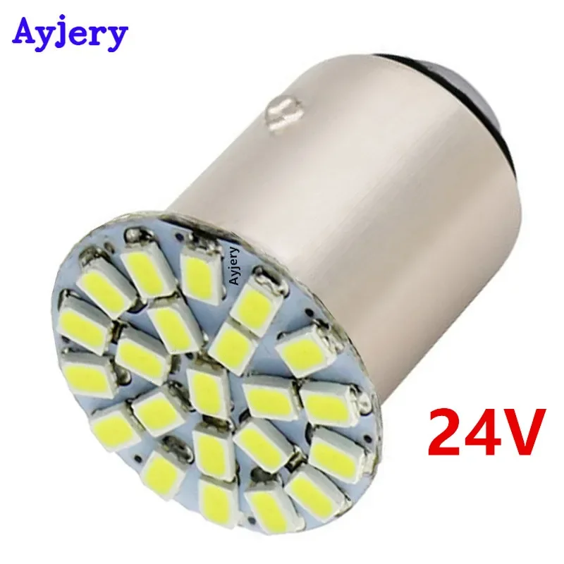 AYJERY 300 Pcs 24V 1157 Led P21/5W BAY15D P21W BA15S 1156 22 Led 1206 Smd Car Bulb Red Brake Lights Auto Turn Signal Light White