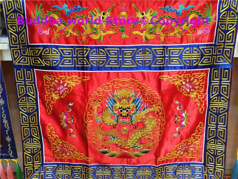 

Buddhist Taoism HOME Temple Worship Guanyin Buddha Auspicious Royal Dragons Embroidery Altar table girth enclosure Curtain