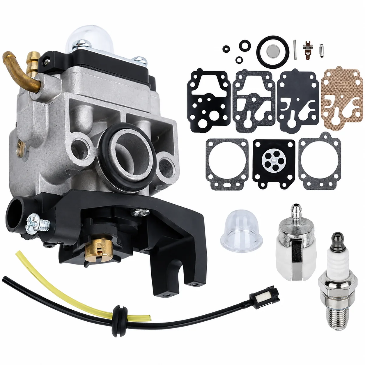 Carburetor Tune Up Kit with Fuel Line Spark Plug Primer Bulb Replacement Parts For Honda GX35 HHT35 HHT35S Trimmer 16100-Z0Z-034