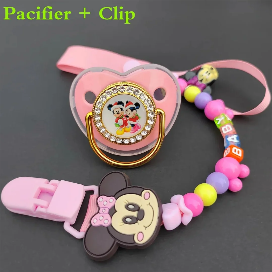 2024 Baby Pacifier Clip Christmas Mickey Minnie Print Baby pacifier Luxury baby Pacifier Baby Shower Gift Silicone toddler teeth