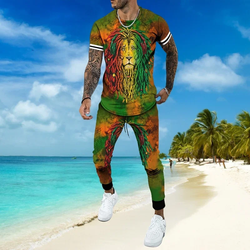 

2025 модный городской тренд, мужской костюм с 3D принтом, мужской брючный костюм с короткими рукавами, дышащий быстросохнущий повседневный спортивный мужской костюм