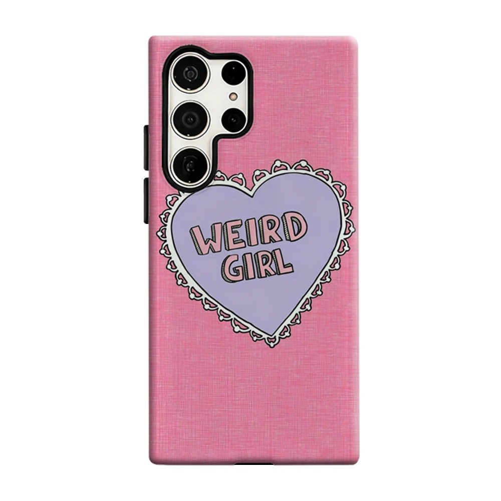 Weird Girl Heart Phone Case For Samsung Galaxy S25 S26 Ultra S24 S23 Plus Shockproof Double Layer Tough Back Cover