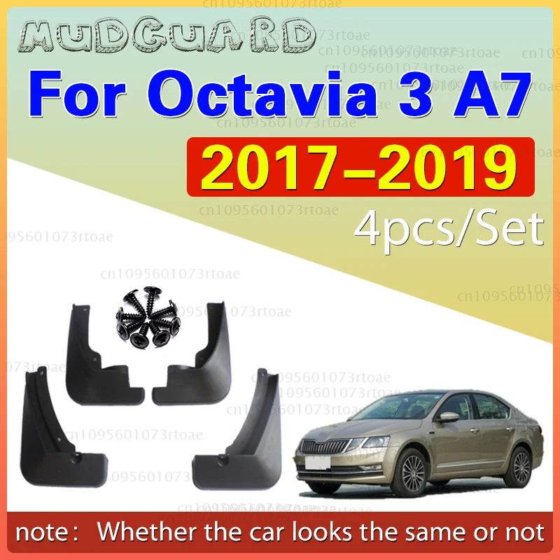 4 PCS Car MudFlaps For Skoda Octavia 3 A7 5E Sedan 2017-2019 Model Base Trim Mudguard Splash Guards Fender Auto Accessories