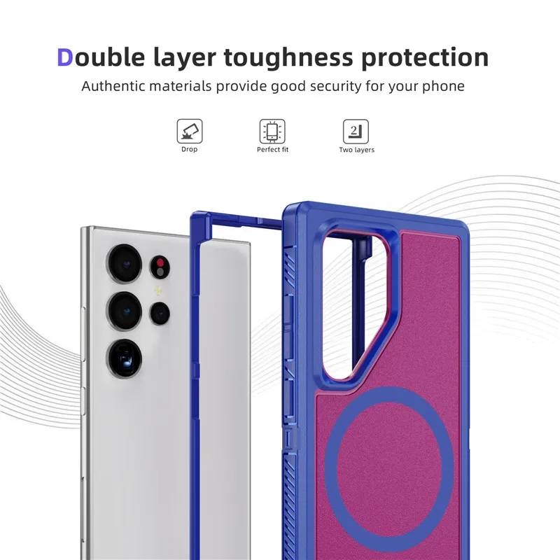 360 all-round Guardian MagSafe Phone Casing For Samsung S24 S23 S22 Ultra S23FE Cover Macarons solid color Business Bumper Cape