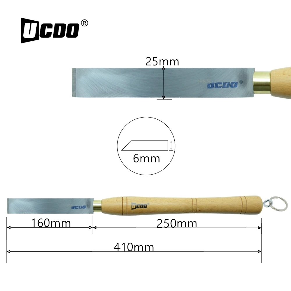 UCDO Chisel for Lathe Wood 25MM HSS Woodturning Straight Chisel WIth Solid Wood Handle for Woodworking Lathe