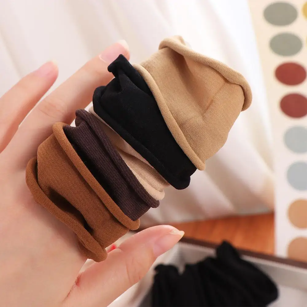 5 piezas de gomas elásticas duraderas de color liso, anchas y gruesas, estilo coreano, para coleta, sin costuras, para uso diario