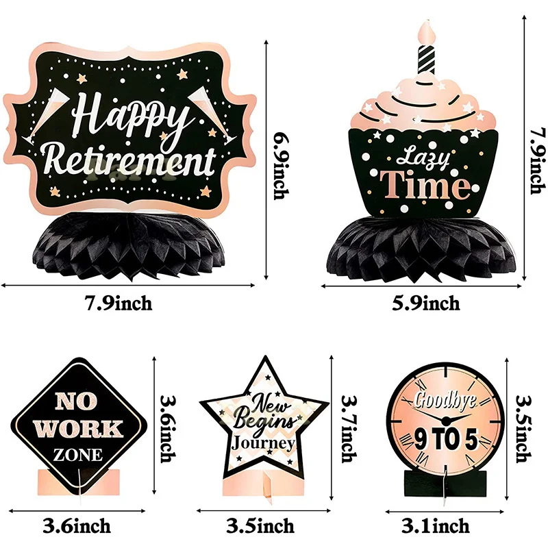 12Pcs Rose Gold Retirement Party Honeycomb Centerpieces ฉลองเกษียณสีชมพูเดสก์ท็อปเครื่องประดับผู้หญิง Nostalgic Party ตกแต่ง