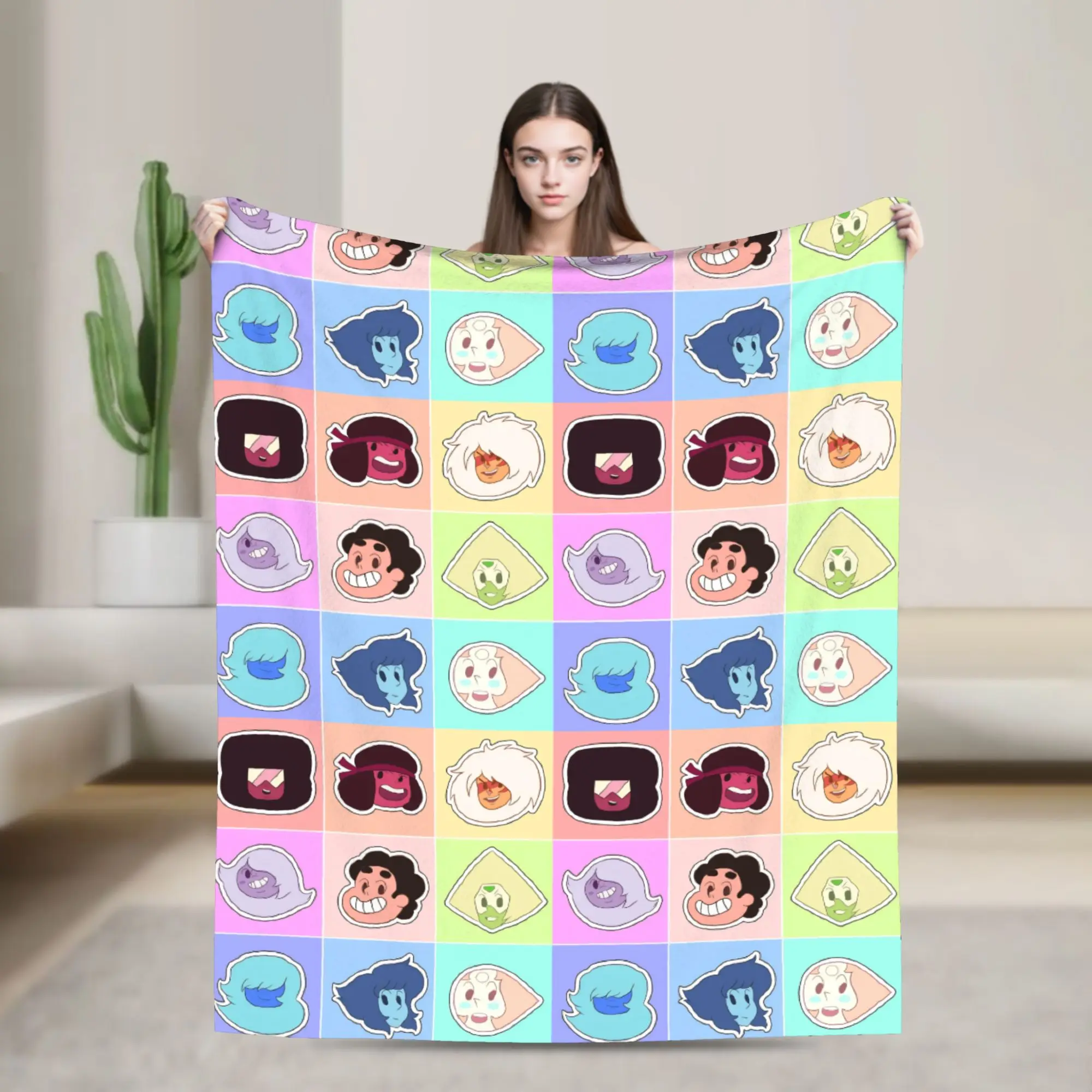 Garnet Peridot Lapis Lazuli Amethyst Blanket Steven Universe Fuzzy Throw Blanket Home Couch Decoration Lightweight Bedsprea,