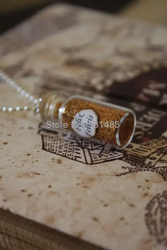 12pcs/lot HP Potion Felix Felicis Bottle Necklace