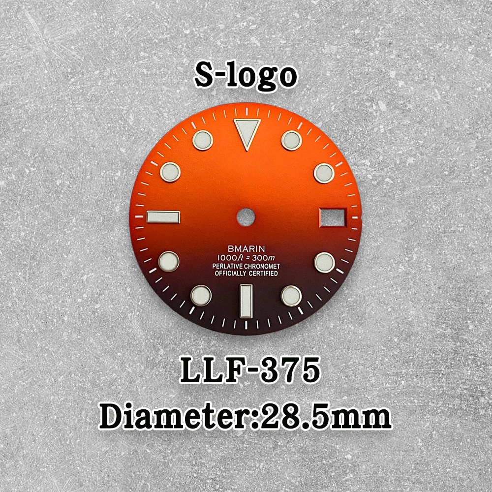 28.5mm S Logo SUB Sunray Dial Suitable For NH35/NH36 Janpan Movement Ice Blue Luminous  Watch Modification Accessories