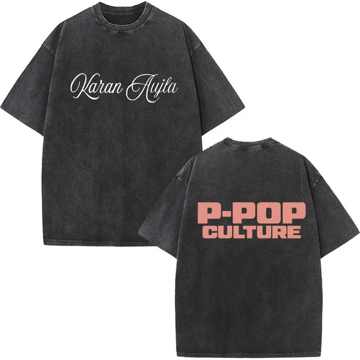 Vintage Washed T-Shirt Rapper Karan Aujla P-POP Culture Fashion Graphics Cozy Tshirt Mens Casual Oversized Short Sleeve T Shrits