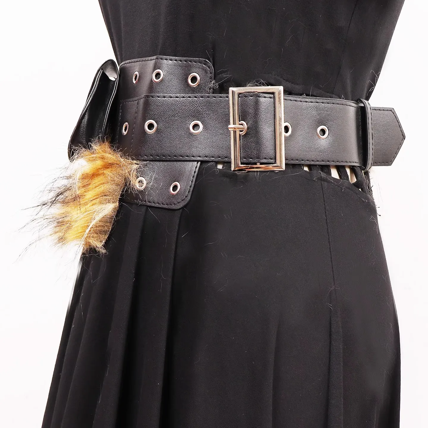 フェイクファー PU レザーベルト女性のヴィンテージポケットカマーバンド女性ドレスコルセットウエストバンドベルト装飾ワイドベルト R3024