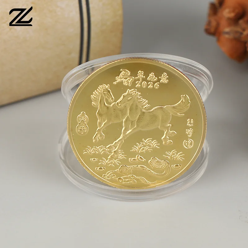 2026 Year Of The Horse Chinese Lucky Souvenir Coin Iron Crafts 40MM Zodiac Horse Commemorative Medal Event Gift