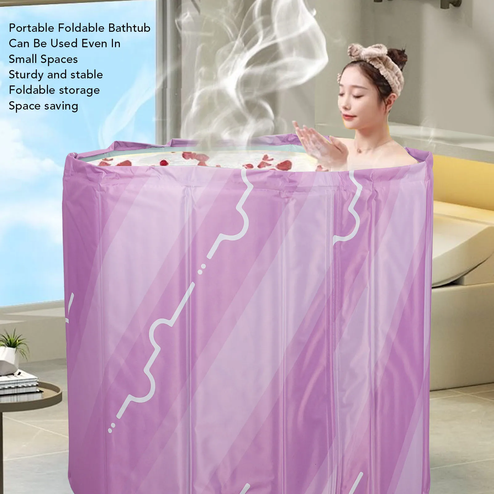 

Foldable Bathtub Portable Soaking Bath Tub for Adults Youth Year Round Use 31.5x25.59in Pink Folding Soaking Bath Tub