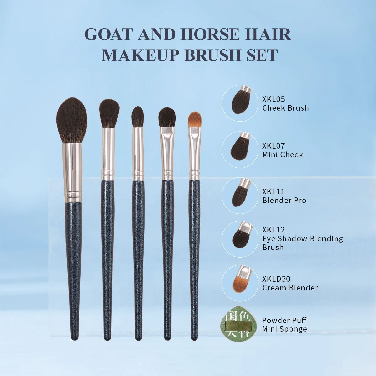 OVW Soft Natural Goat Hair Fluffy Makeup Brushes Set Foundation Brush Powder Contour Eyeshadow Liner Blending Highlight XKL