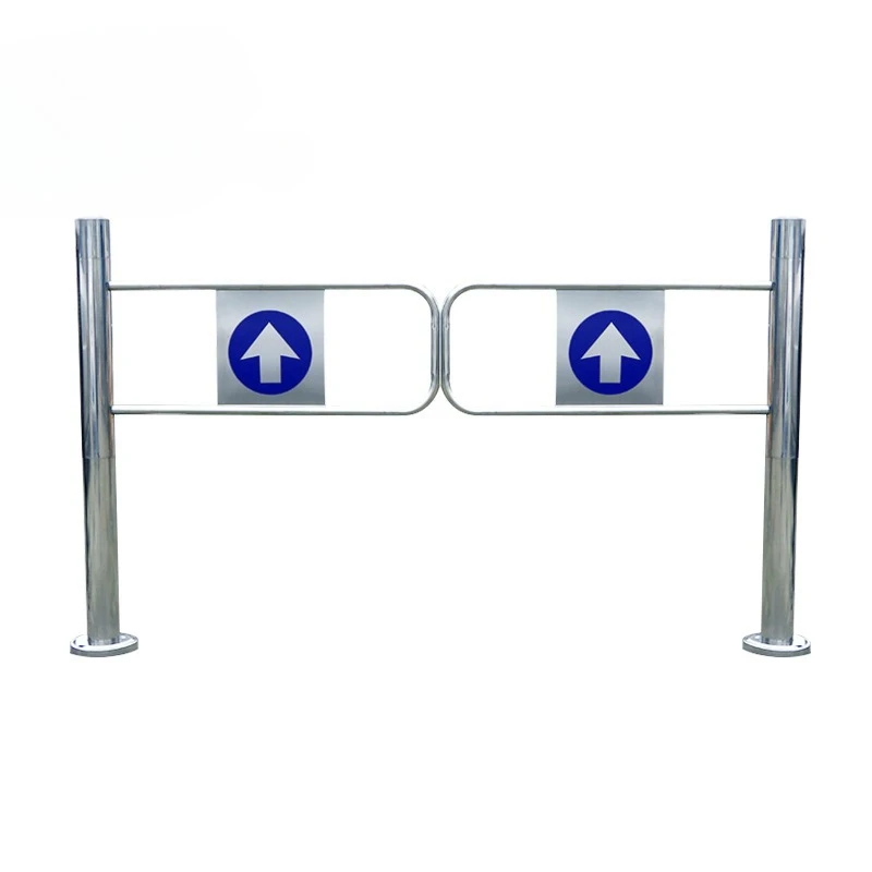 Supermarket entrance one-way manual button access control 304 stainless steel barrier swing door